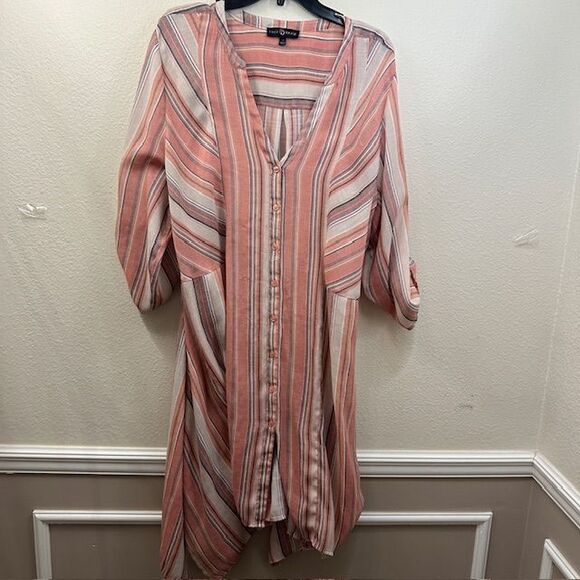 Fred David Multicolor Striped 3/4 Sleeve Dress Size 3X - Picture 2 of 5